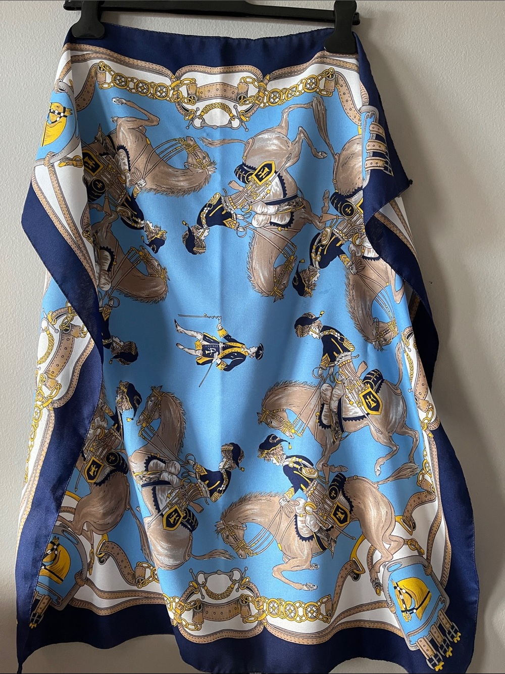Blue Equestrian Print Scarf Top